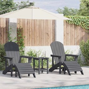 Cadeiras Adirondack vidaXL com Apoios para os Pés 2 pcs Cinza Claro HDPE