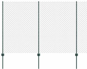 Cerca de Cadeia com 10 Postes U Verde 1.5x10 m Aço