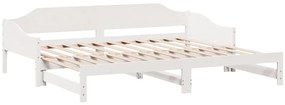 Sofá-cama com gavetão 80x200 cm madeira de pinho maciça branco
