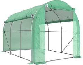 Outsunny Estufa de Jardim em Túnel 6 ㎡ 3x2 m com 1 Porta 2 Paredes Laterais com Fecho de Correr Zippée 6 Janelas Verde | Aosom Portugal