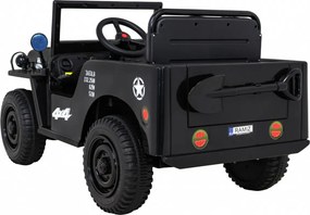 Jipe elétrico para Crianças Retro Military 12V 4x4, Rodas de EVA Preto