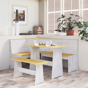 3096570 vidaXL 3 pcs conjunto de jantar pinho maciço castanho mel/branco