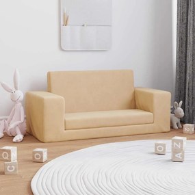 vidaXL Sofá infantil de 2 lugares pelúcia macia cor creme