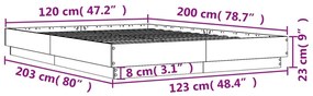 Estrutura de cama 120x200 cm derivados de madeira cinza cimento