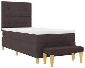 Cama Box Spring vidaXL com Colchão e Banco Marrom Escuro 90x200 cm Tec