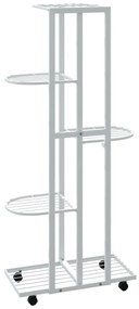 Suporte vasos c/ 5 prateleiras e rodas 44x23x100cm ferro branco