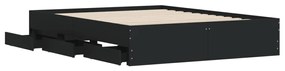 Estrutura de cama c/ gavetas 150x200 cm derivados madeira preto