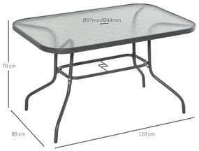 Outsunny Mesa retangular de metal para jardim Bordas curvas com orifíc