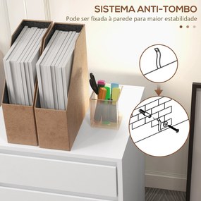 Bloco de Gavetas de Escritório com 4 Gavetas Bloco de Gavetas para Secretária com Rodas Arquivador Móvel 46x40x65 cm Branco
