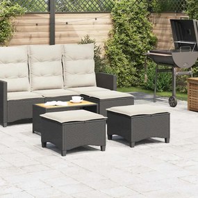 Bancos de jardim com almofadas 2 unid 55x55x36 cm vime PE preto