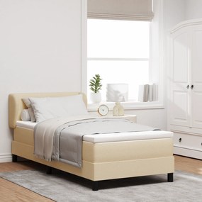 Cama Box Spring com Colchão Creme 90x190 cm em Tecido