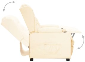 Poltrona reclinável couro artificial cor creme