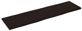 Tampo de mesa com bordas vivas maciço tratado castanho-escuro