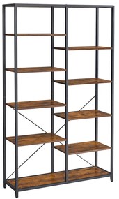 Estante de livros com cinco prateleiras, ideal para sala e escritório. | VASAGLE | 100 x 30 x 170 cm | castanho rústico e preto | LLS155B01.