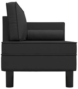 Chaise longue com almofadões e rolo couro artificial preto