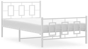 Estrutura de cama com cabeceira e pés 107x203 cm metal branco