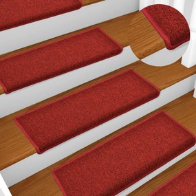 Tapete/carpete para degraus 15 pcs 65x21x4 cm vermelho