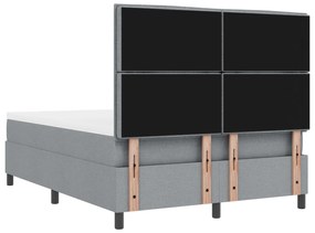 Cama Box Spring com Colchão Cinza Claro 140x200 cm Tecido