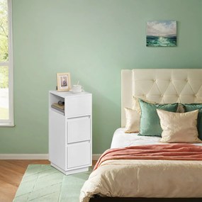 Conjunto de 2 mesas de cabeceira, mesas de apoio estreitas, com 2 gavetas 30 x 25 x 65 cm Branco 