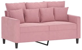 2 pcs conjunto de sofás com almofadões veludo rosa