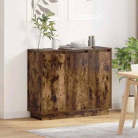 Buffet vidaXL com LED Carvalho Fumado 90x32x75 cm Madeira Engenheirada
