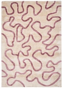 Tapete com padrão abstrato em viscose creme e rosa 160 x 230 cm KAPPAR Beliani