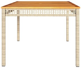 Mesa de jardim 180x90x75 cm vime PE e madeira de acácia bege
