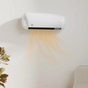 Aquecedor Elétrico de Parede 2000 W com 3 Modos, Ecrã LED, Termóstato, Temporizador e Oscilação Branco