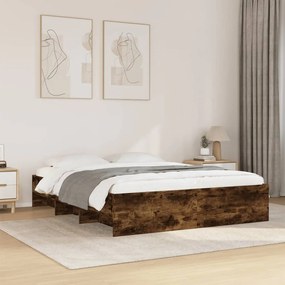 Estrutura de cama sem colchão 160x200 cm carvalho fumado