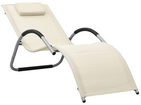 Espreguiçadeiras 2 pcs textilene cor creme e cinzento