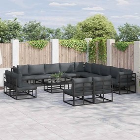 vidaXL Conjunto de Sofá de Jardim 13 pcs Preto 353 x 353 x 71 cm