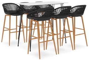 vidaXL 7 pcs conjunto de bar branco e preto