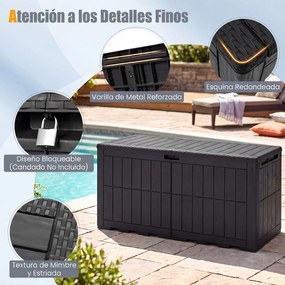 Baú de Arrumação de Exterior, 132 x 61 x 65 cm, Capacidade de 455 L, Preto
