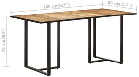 Mesa de jantar 160 cm madeira de mangueira áspera