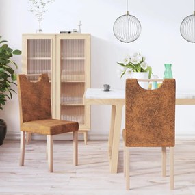 vidaXL Cadeiras de jantar 2 pcs camurça artificial castanho