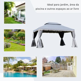 Pérgola de Jardim 4x3m Pérgola de Alumínio com Teto de Ventilação 4 Co
