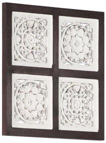 Painel parede esculpido à mão MDF 40x40x1,5 cm castanho/branco