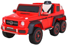 Carro elétrico para Crianças 12V 4 motores Mercedes G63 6x6 AMG Rodas EVA Assento de couro Vermelho