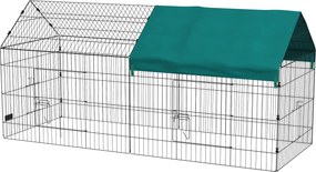 Parque modular 220 L x 85 L x 103 A cm em aço com lona para coelhos, roedores e pequenos animais, para interior e exterior, verde, preto