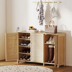 Sapateira, Armário para Calçado, 120 x 35 x 80 cm, Capacidade para 18 Pares, Madeira Natural