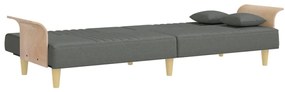 Sofá-cama com apoio de braços tecido cinzento-escuro