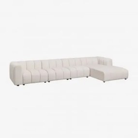 Sofá Modular Chaise Longue Direito De 4 Peças Em Tecido Bouclé Eliot Bouclé Bege Creme - Sklum