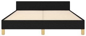 Estrutura de cama sem colchão 140x190 cm tecido preto