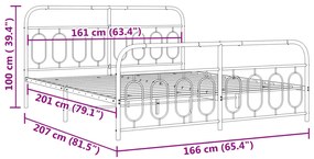 Estrutura de cama com cabeceira e pés 160x200 cm metal preto