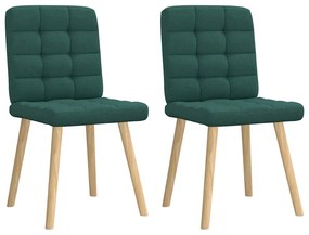 Cadeiras de jantar 2 pcs tecido verde-escuro