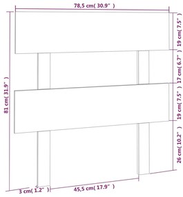 Cabeceira de cama 78,5x3x81 cm pinho maciço cinzento