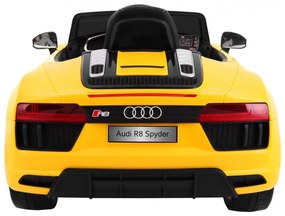 Carro elétrico para Crianças 12V AUDI R8 Spyder RS Rodas EVA, Assento de couro Amarelo