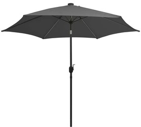 Guarda-sol jardim c/ luzes LED/poste alumínio 300 cm antracite