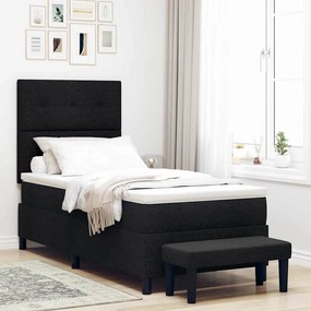 vidaXL Cama Box Spring com Colchão e Banco Preto 80x200 cm Tecido