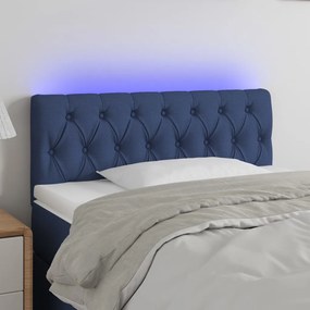 Cabeceira de cama c/ luzes LED tecido 100x7x78/88 cm azul